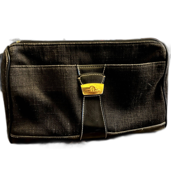 Vintage Aigner Black Denim Handbag - Picture 1 of 7
